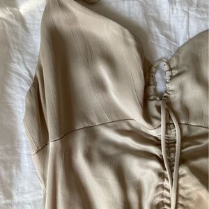 Brand new tan silk mini dress from Zara. Medium, tags on, adjustable straps.